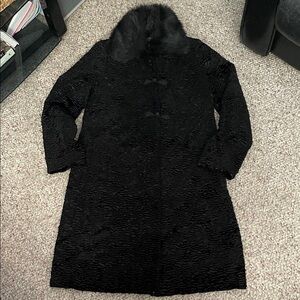 Vintage Simon Chang Black Teddy Jacket with faux Fur Collar